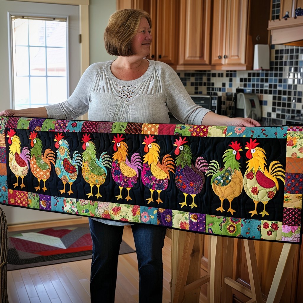 Regal Roosters Table Runner
