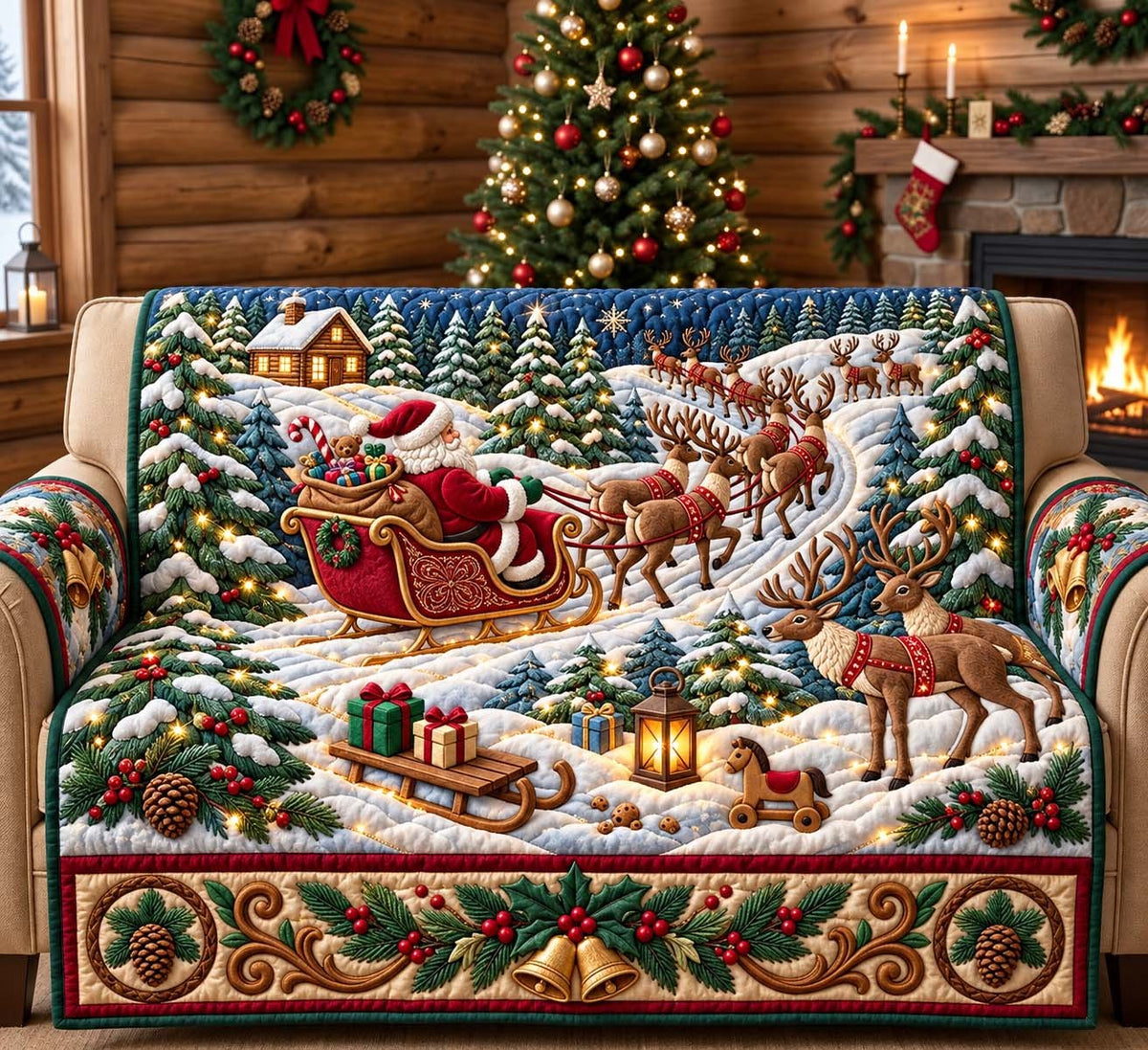 Reindeer Forest Ride Sofa Cover