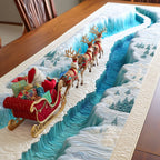 Sleigh and Reindeer over Snow Table Runner