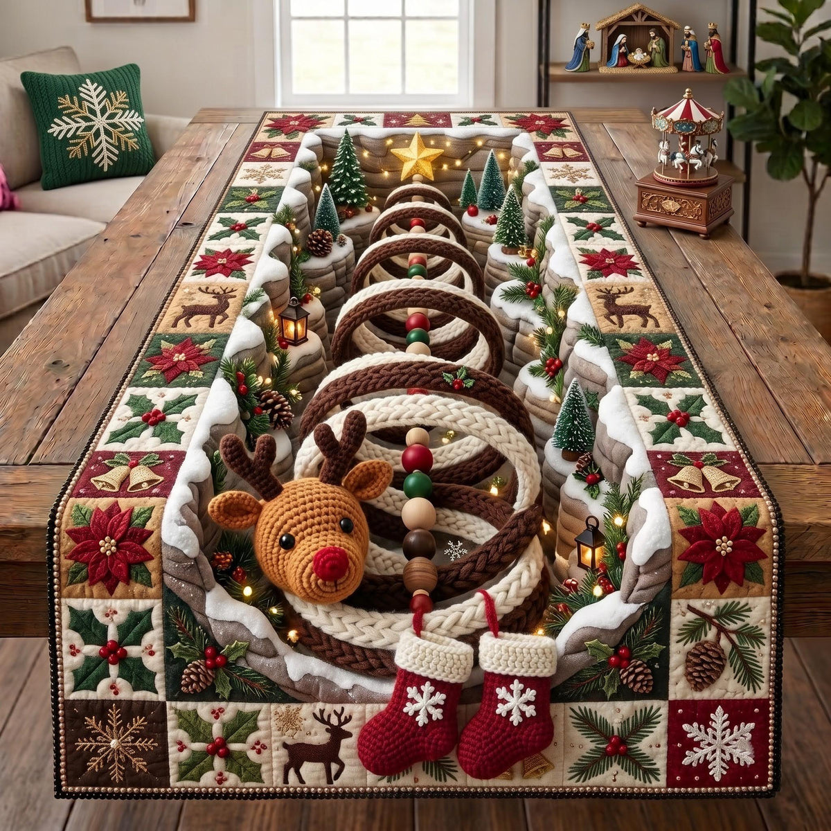 Reindeer Spiral Table Runner