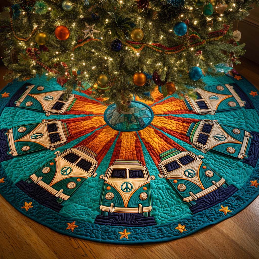 Retro Camper Starburst Christmas Tree Skirt
