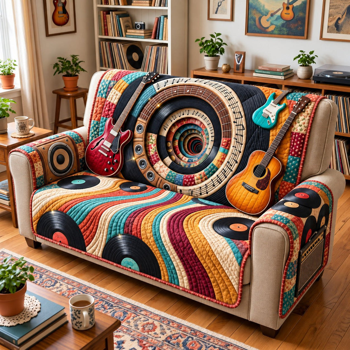 Retro Guitar Sofa Cover