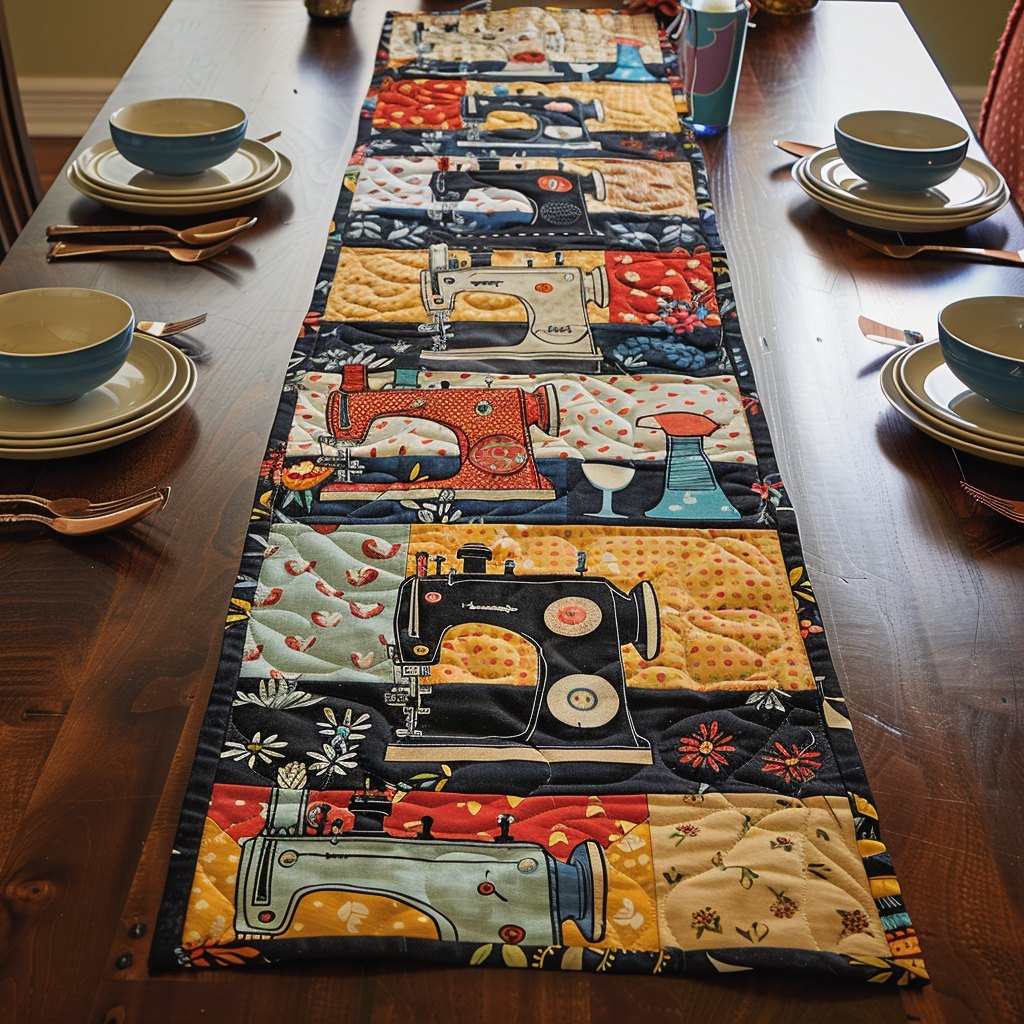 Retro Sewing Themed Table Runner