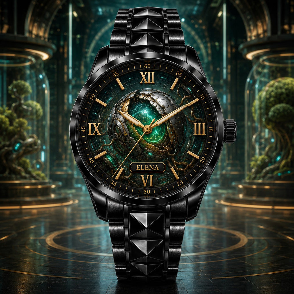 Personalized Emerald Core Watch with a custom name set into the design