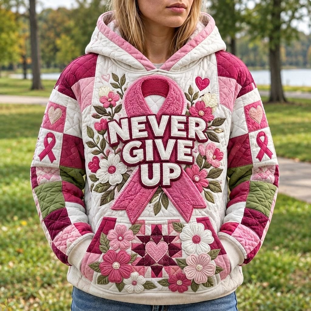 Ribbon Strength hoodie, all-over print