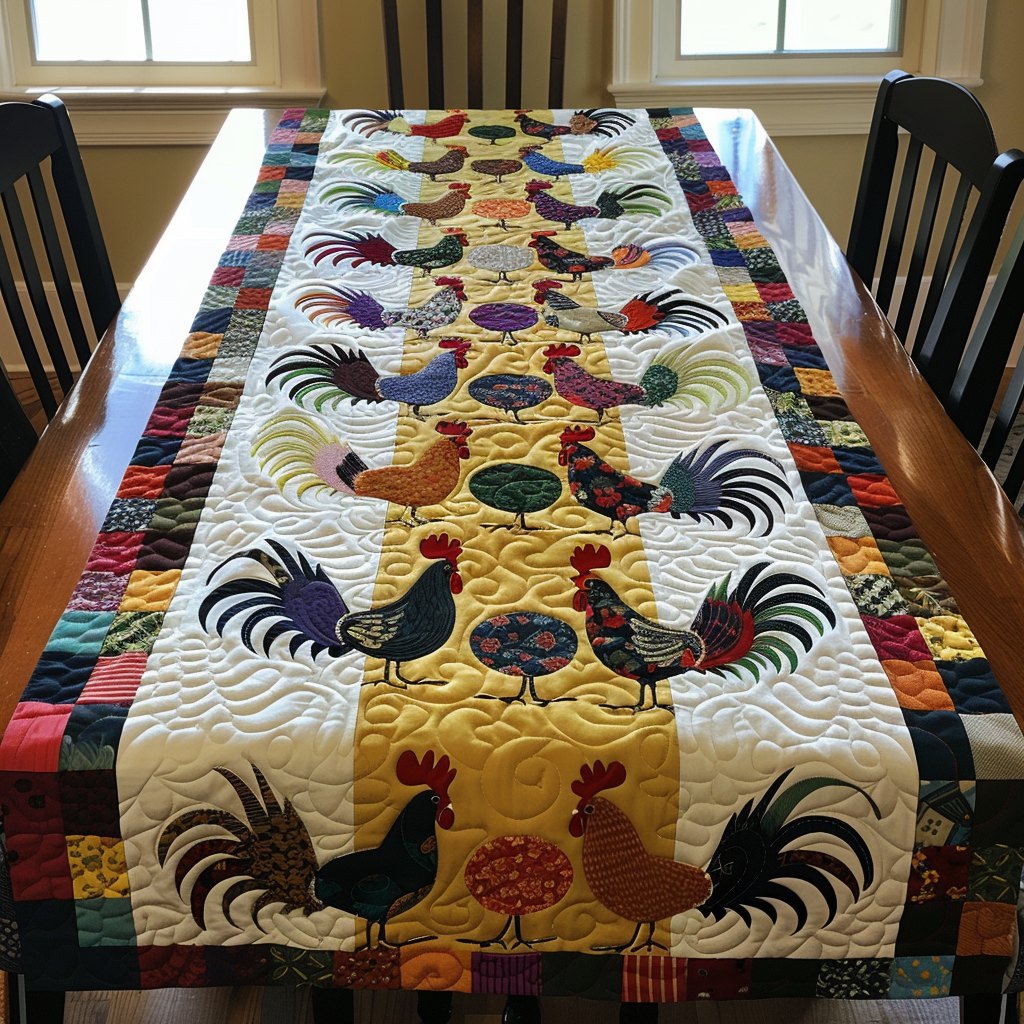 Rooster Patchwork Table Runner