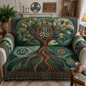 Triskelion Tree in Deep Green Sofa Cover - Made to Order