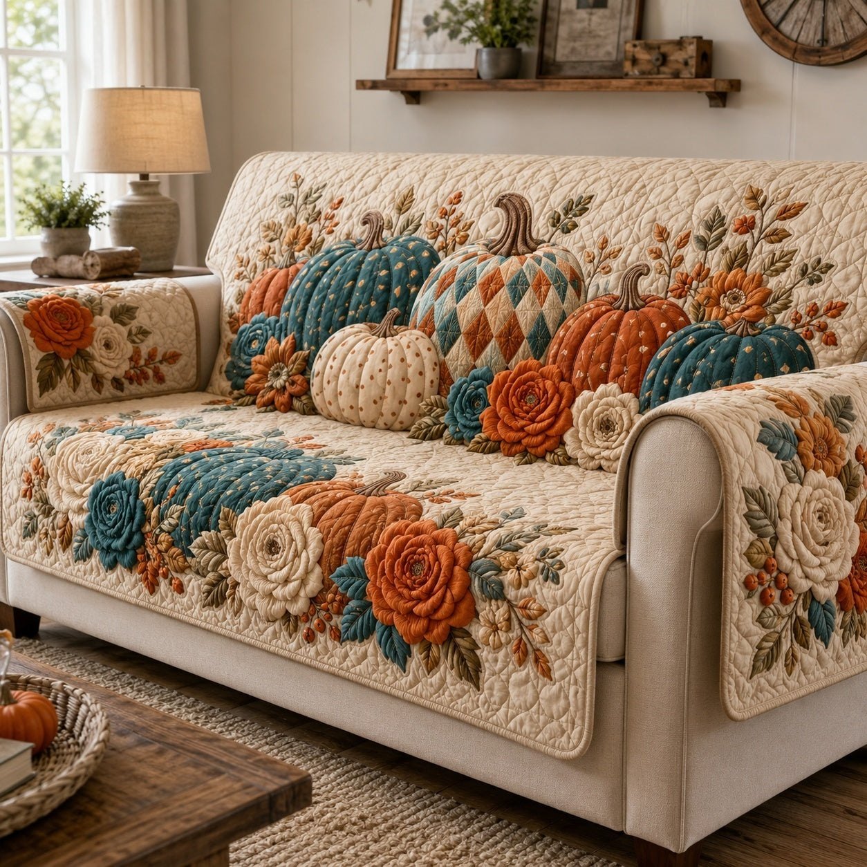 Rose Pumpkins Sofa Cover