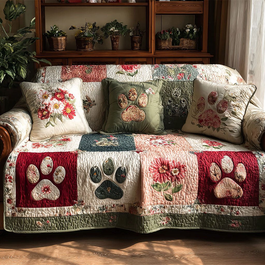 Rosy Paw Sofa Cover