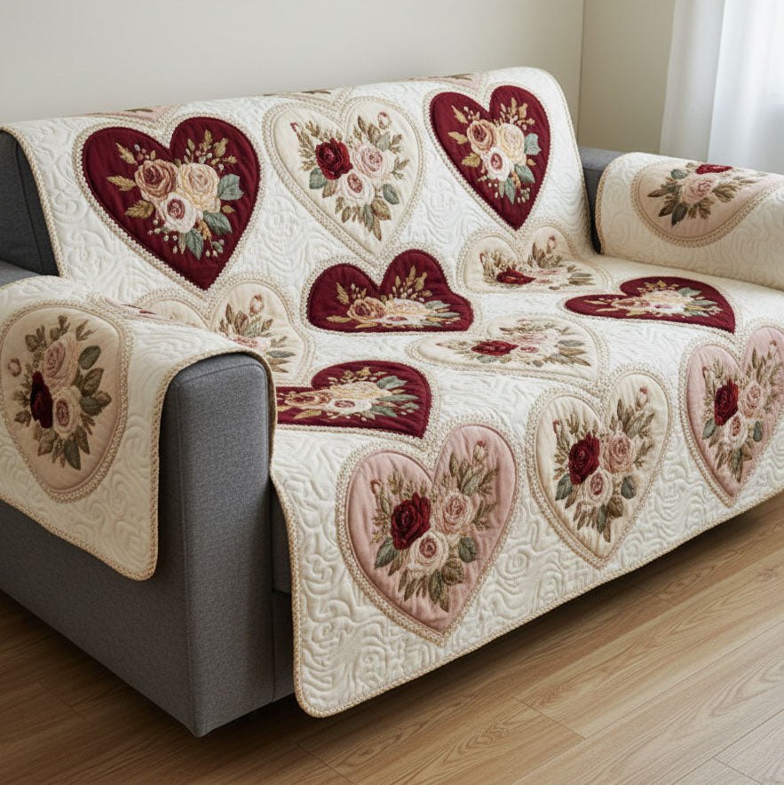 Royal Floral Hearts Sofa Cover