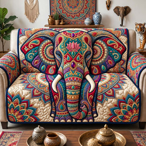 Royal Mandala Elephant Sofa Cover - Made to Order
