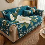 Royal Teal Magnolia Sofa Cover