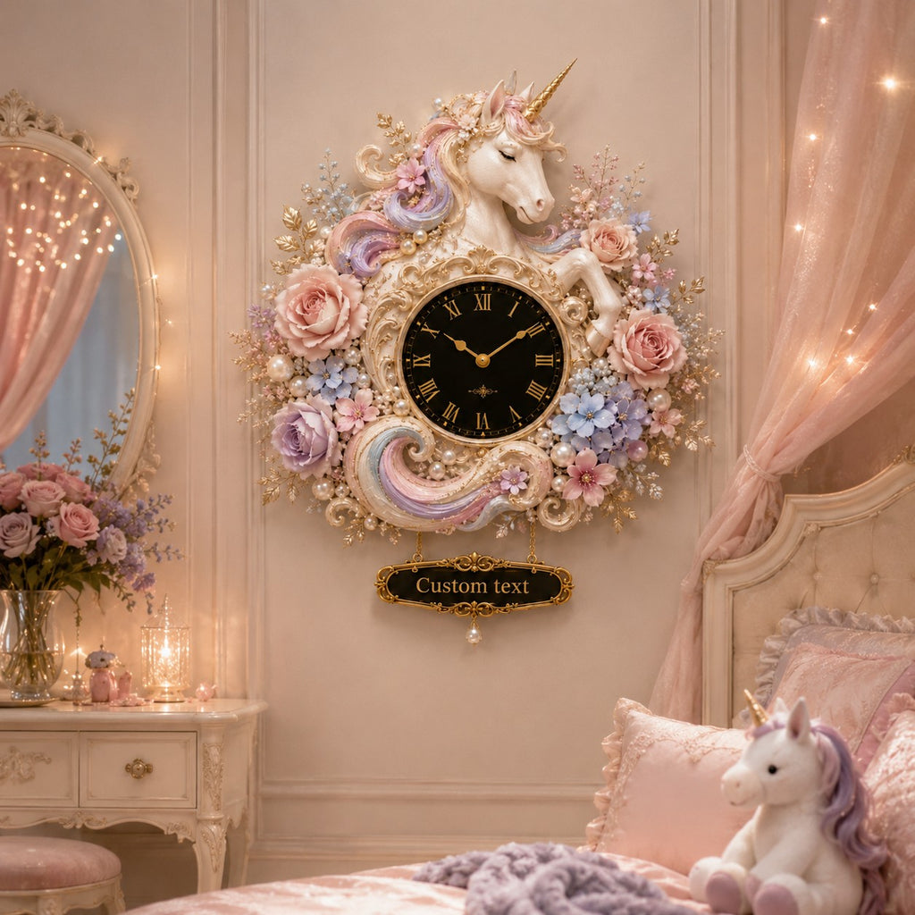 Personalized unicorn Custom Name Wall Clock — personalized with a custom name