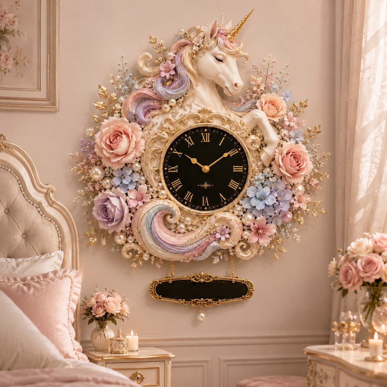 Personalized unicorn Custom Name Wall Clock — personalized with a custom name