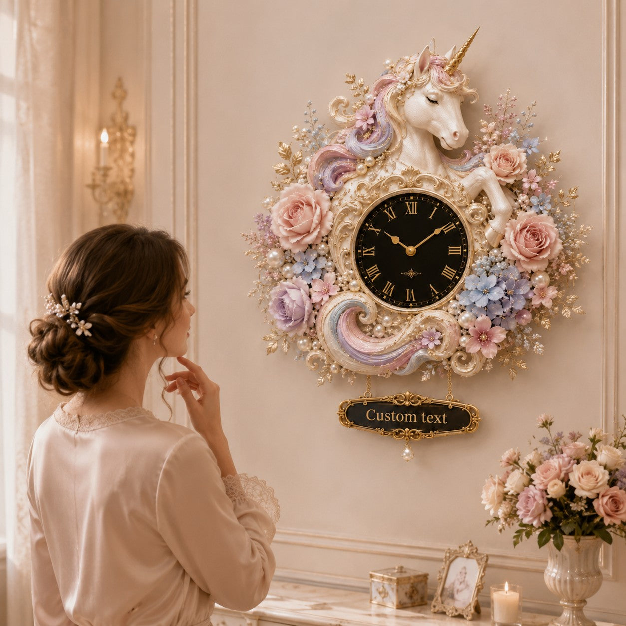 Personalized unicorn Custom Name Wall Clock — personalized with a custom name
