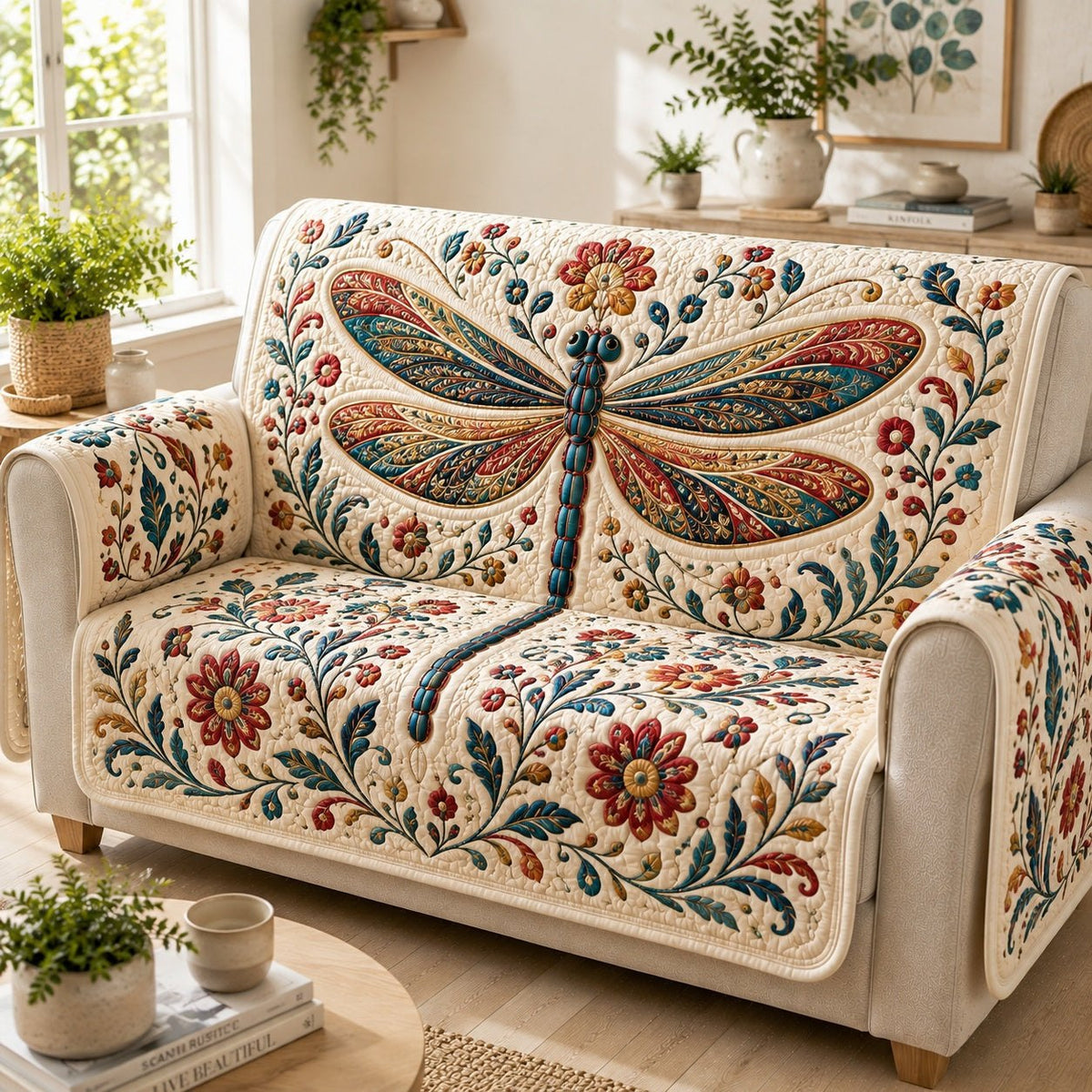 Ruby Sapphire Skimmer Sofa Cover