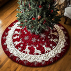 Glowing White Reindeer Christmas Tree Skirt