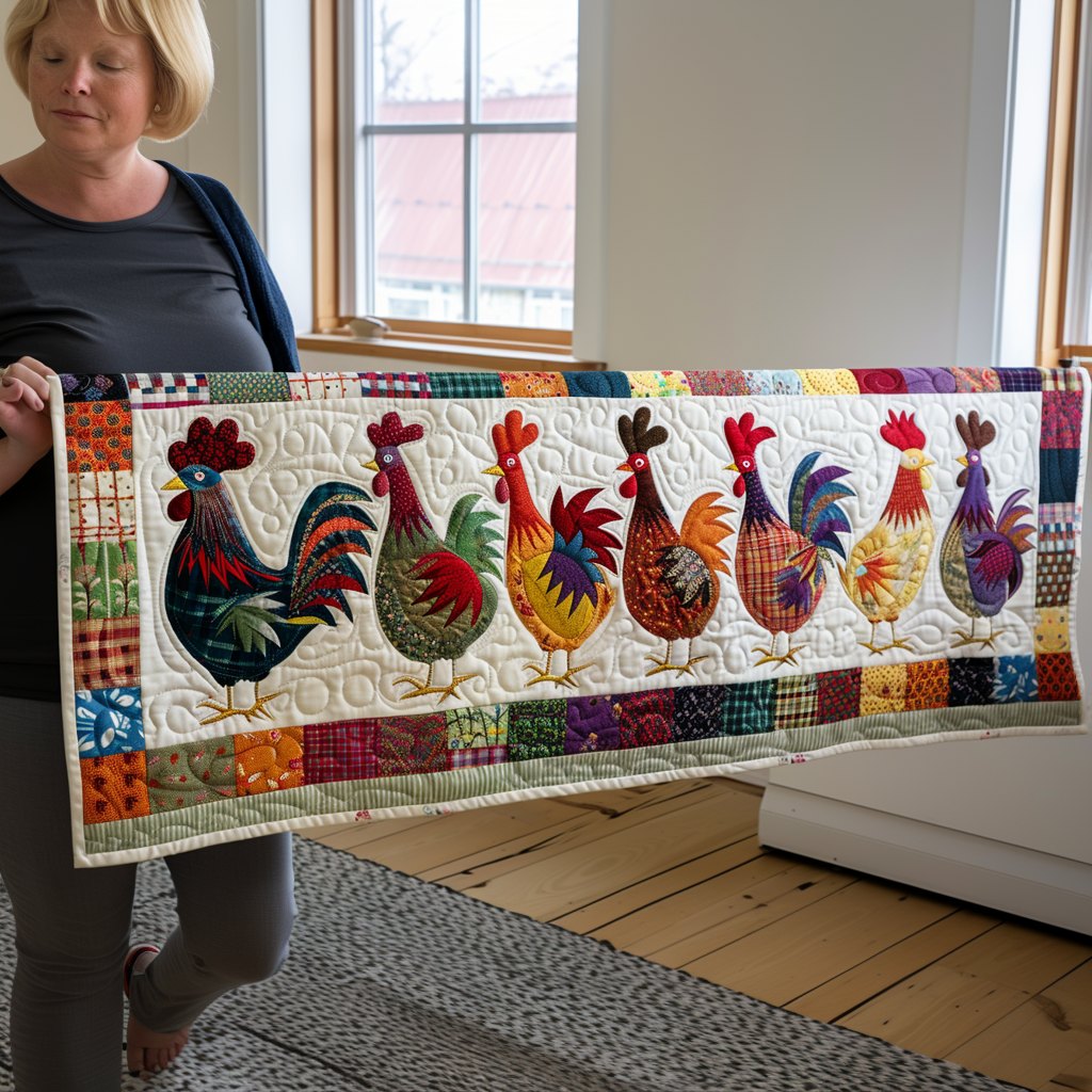 Rural Roosters Table Runner