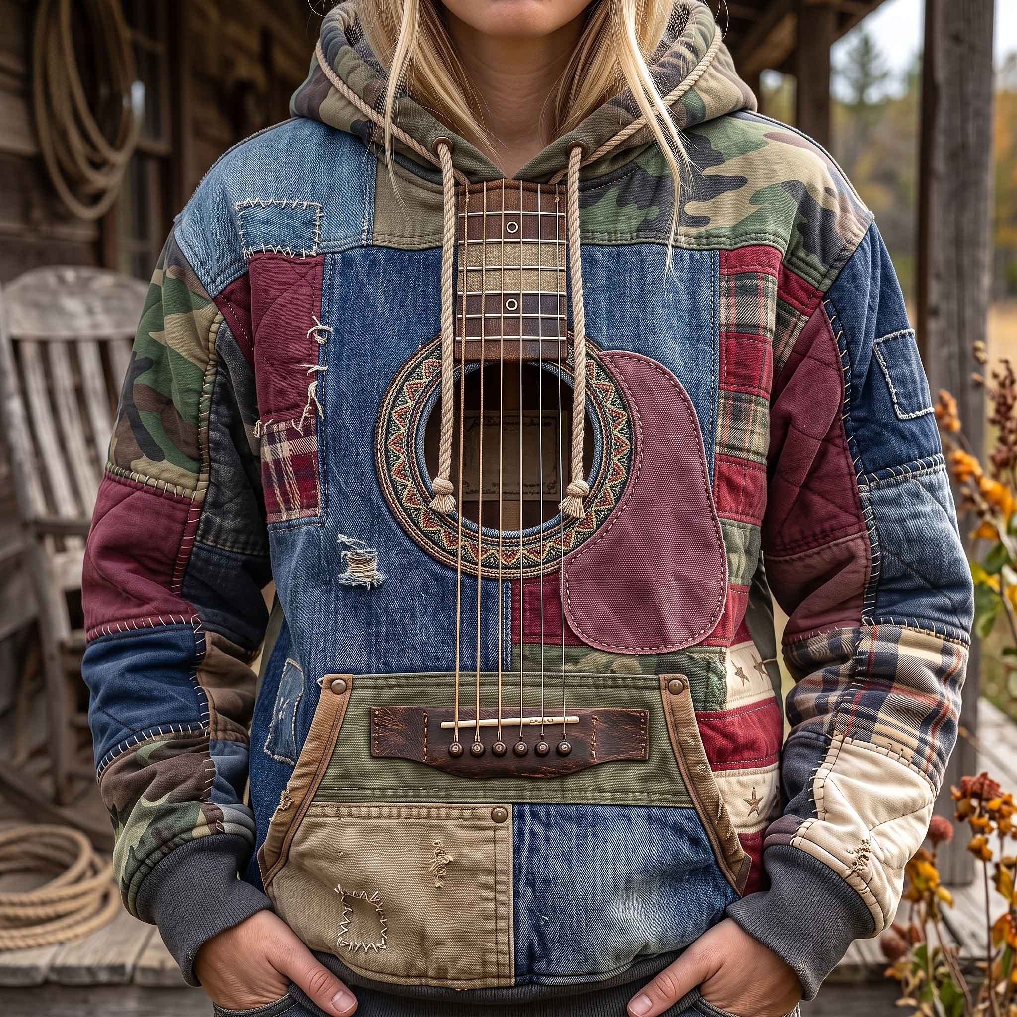 Denim Camo Acoustic hoodie, all-over print