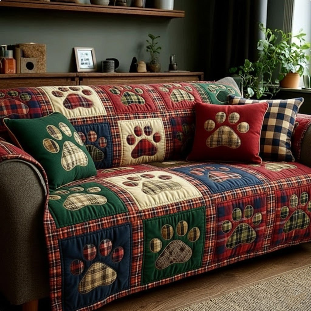 Rustic Blend Love Paw Sofa Cover