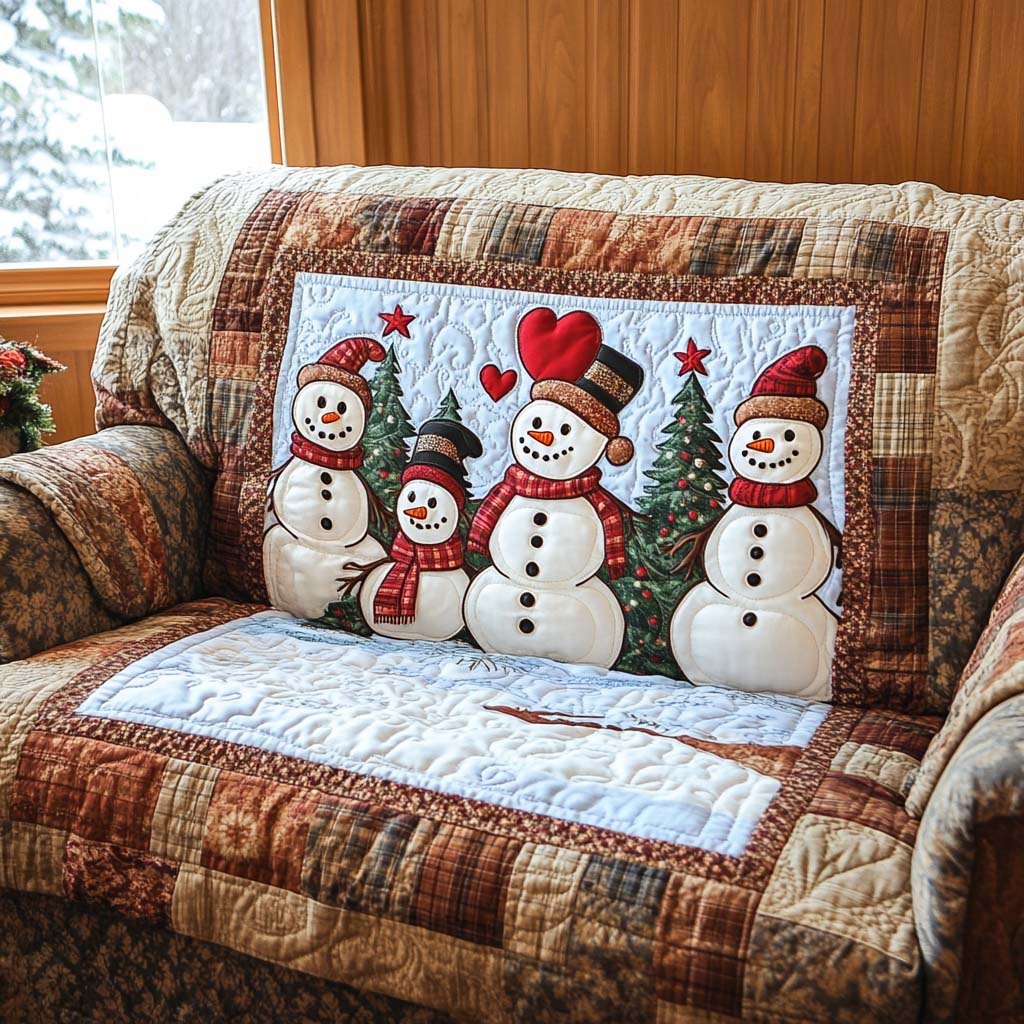 Rustic Cabin Snowmen Sofa Cover