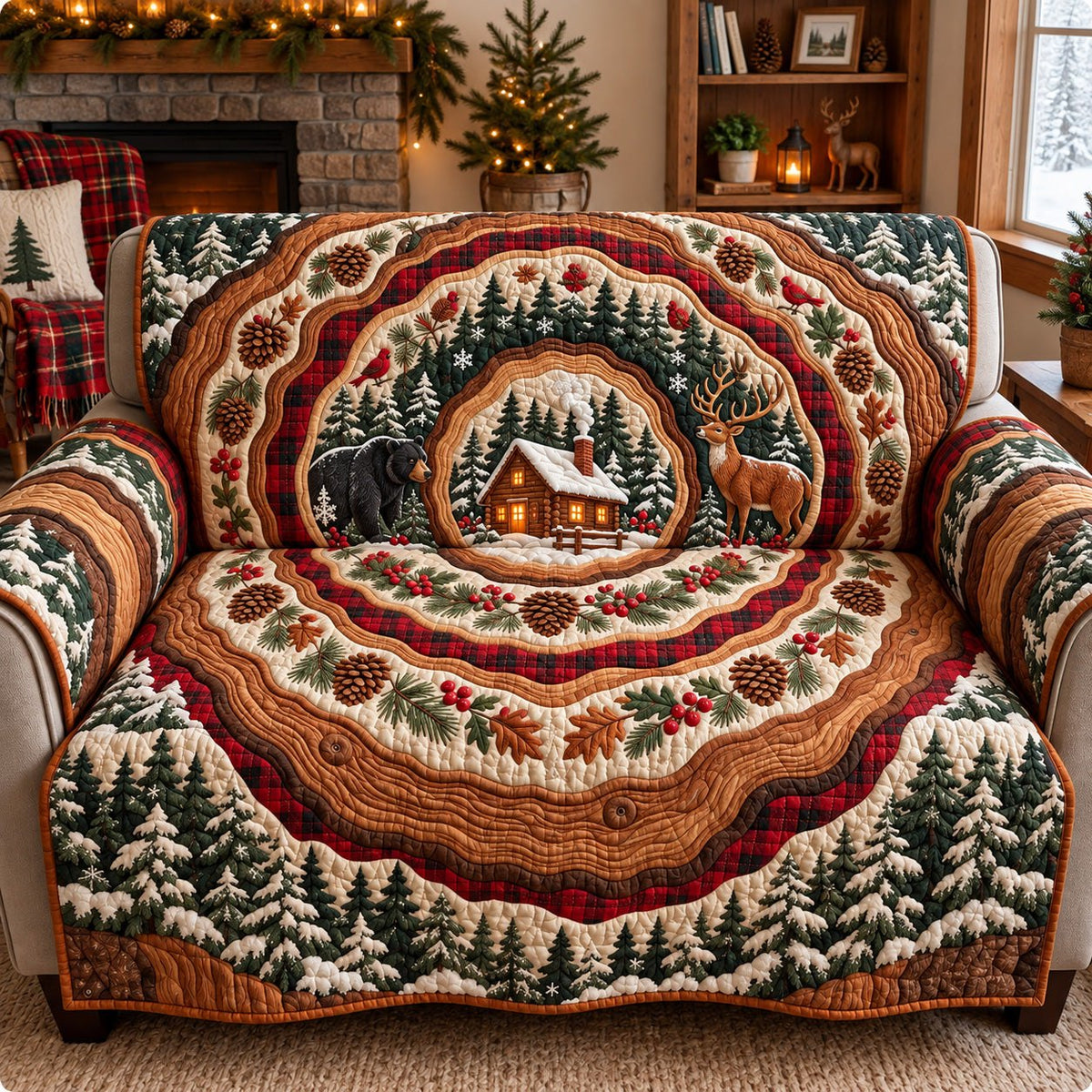 Rustic Christmas Forest Escape Sofa Cover