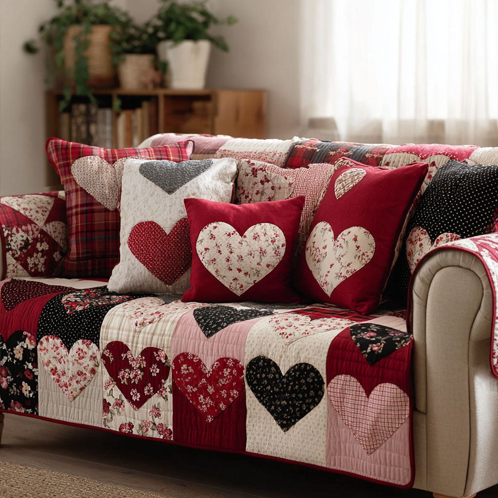 Rustic Comfort Hearts Sofa Cover