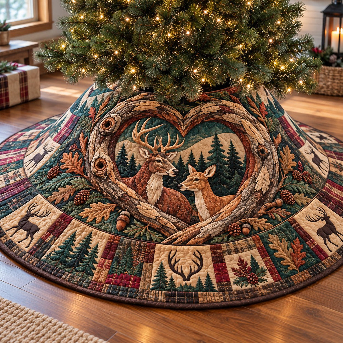 Rustic Deer Harmony Christmas Tree Skirt