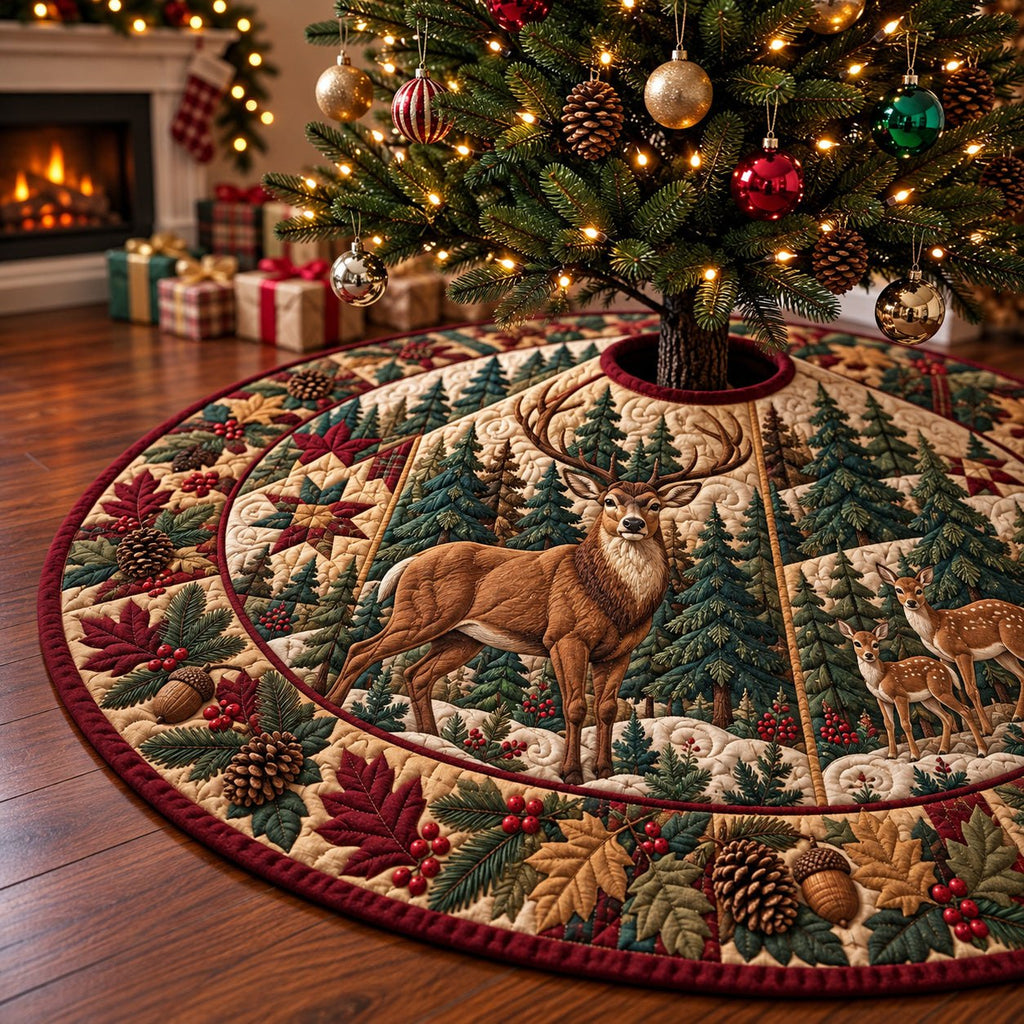 Rustic Deer Heritage Christmas Tree Skirt