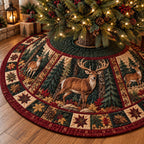 Rustic Deer Wilderness Christmas Tree Skirt