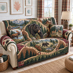 Rustic Forest Bear and Deer Sofa Cover