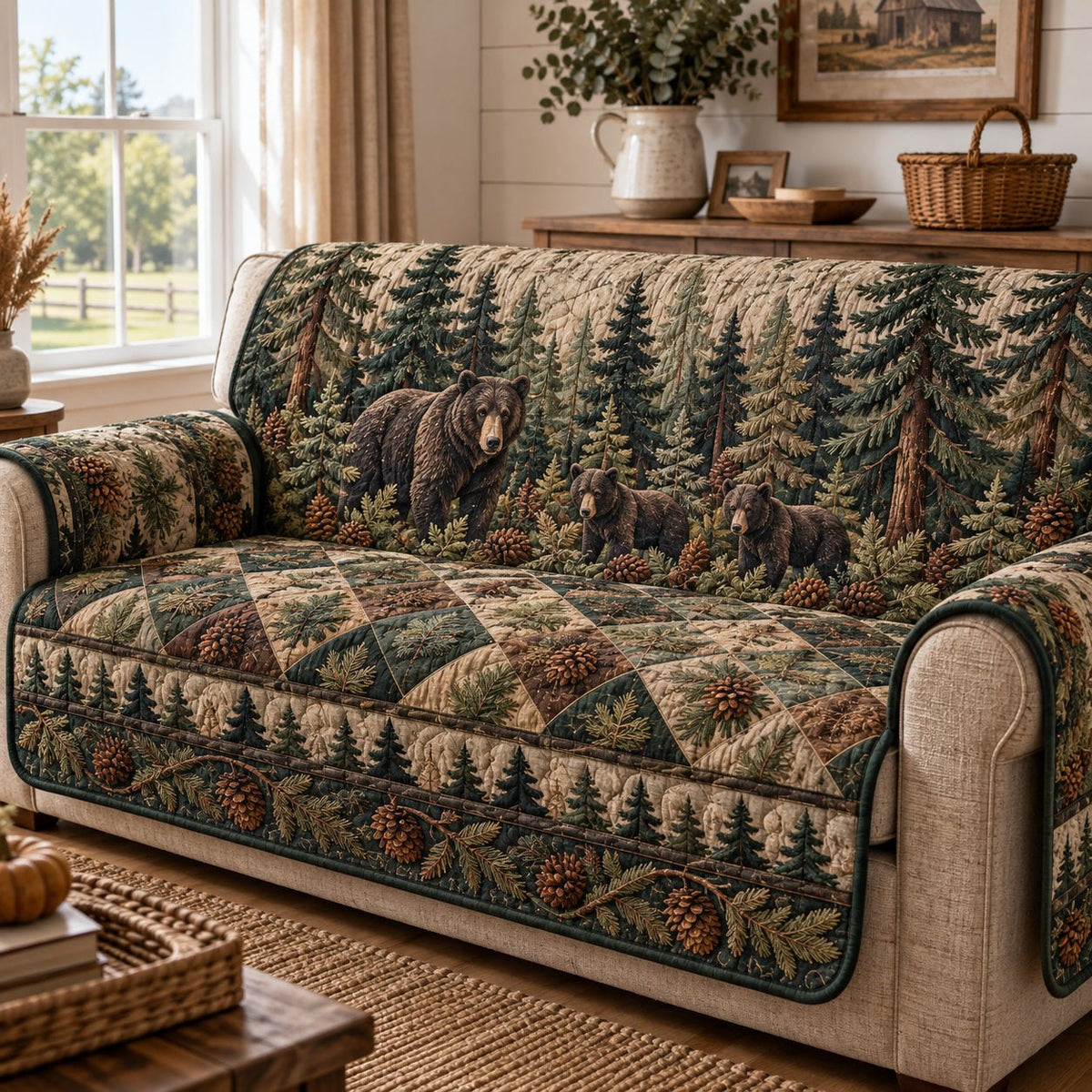 Rustic Forest Folklore Sofa Cover