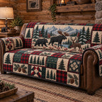 Moose Bear Mountain Plaid Sofa Cover