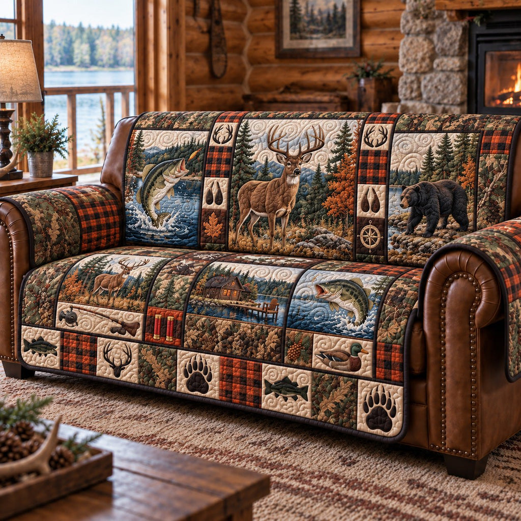 Deer Bear Trout Lake Sofa Cover