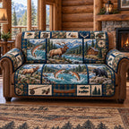 Elk Trout River Plaid Sofa Cover