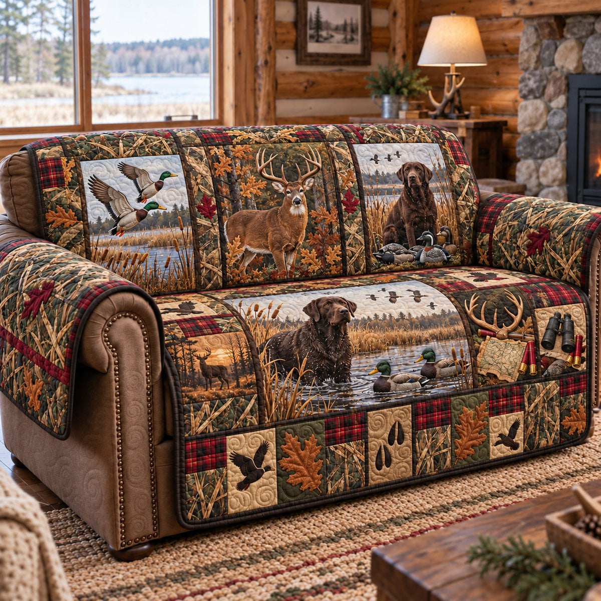 Duck Hunting Labrador Lodge Sofa Cover