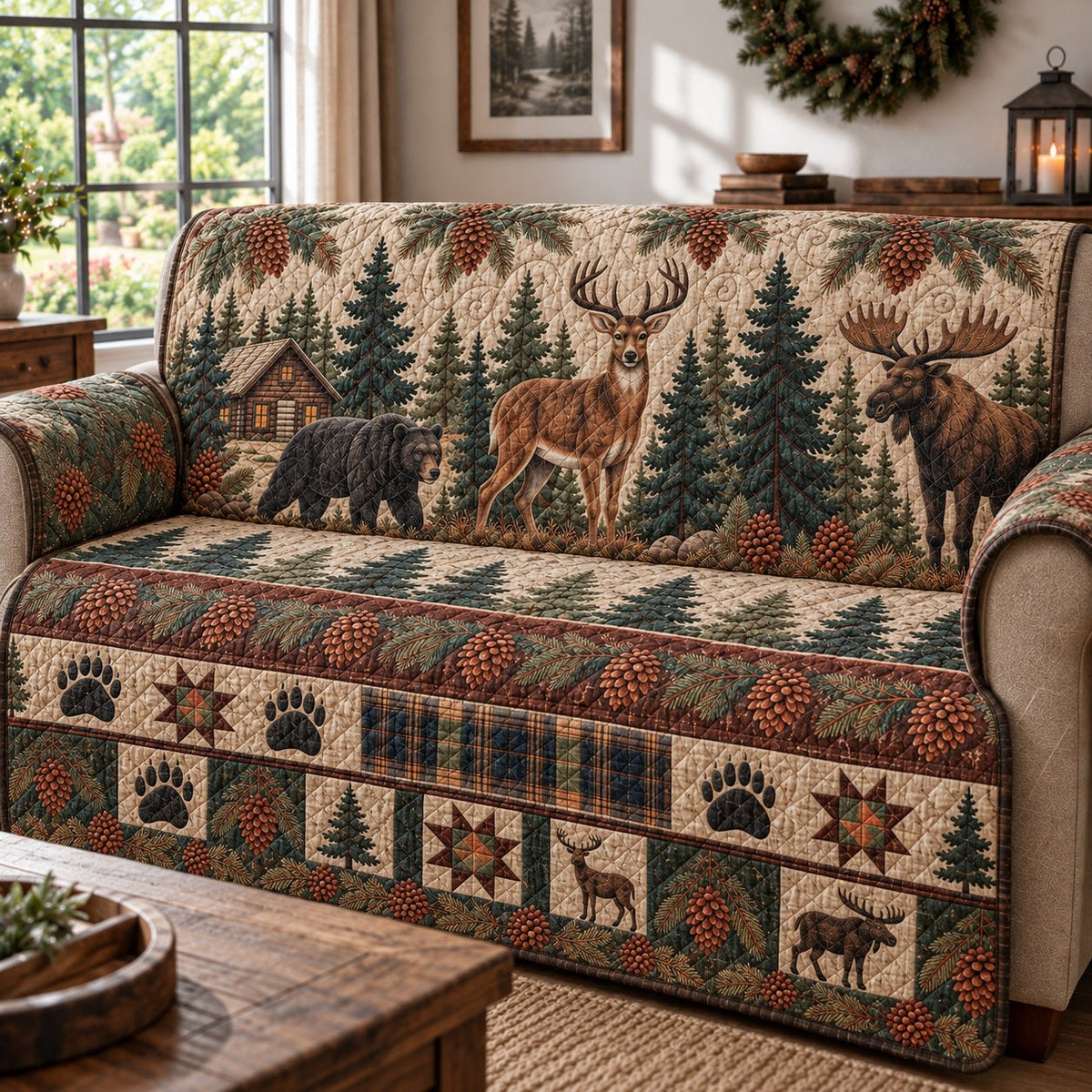 Rustic Forest Tapestry Sofa Cover