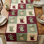Flower Filled Boots in Squares Table Runner