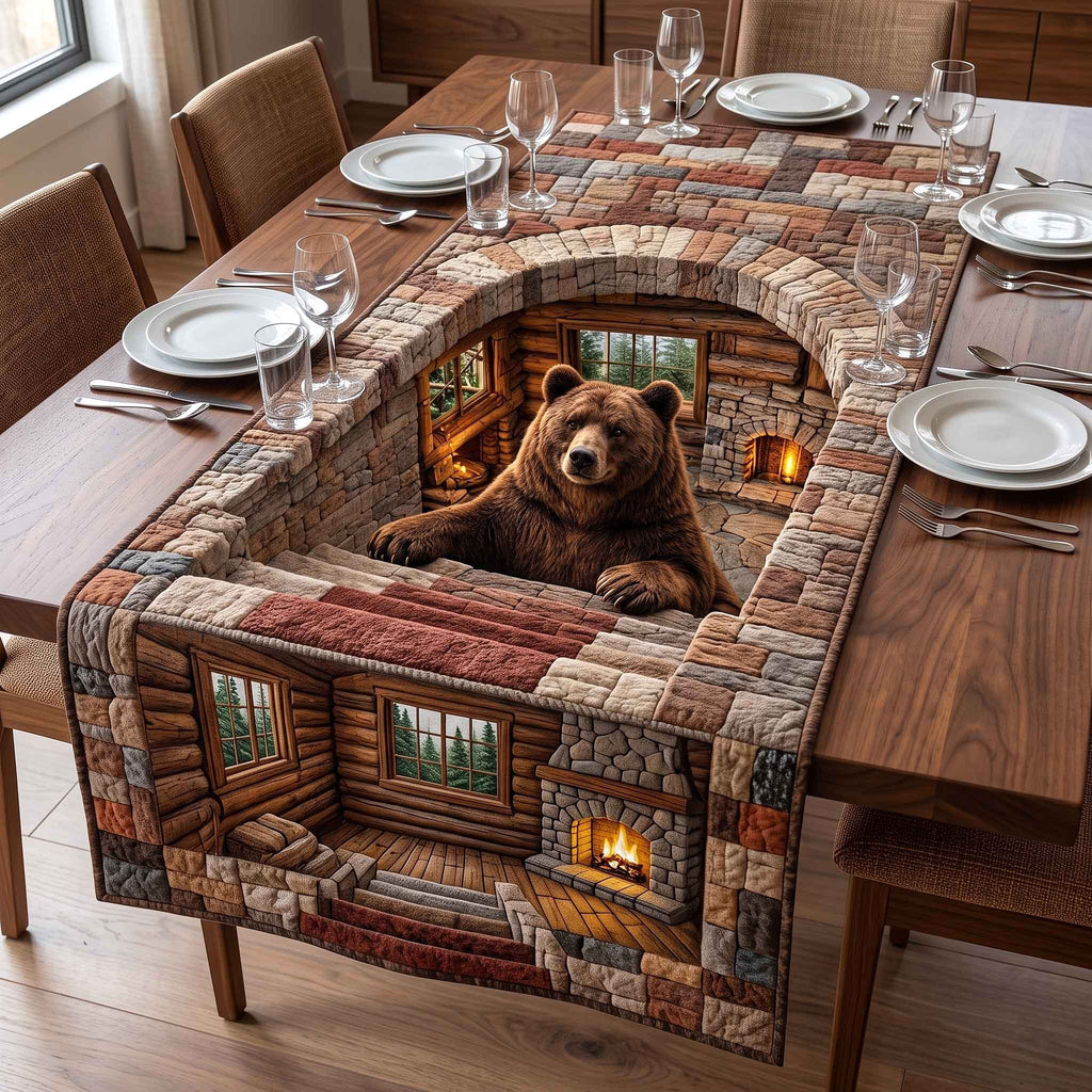 Stone Hearth Brown Bear Table Runner