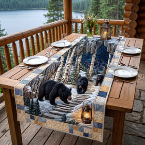 Lakeside Lantern Black Bear Table Runner - Made to Order