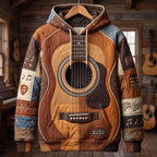 Rustic Guitar hoodie, all-over print