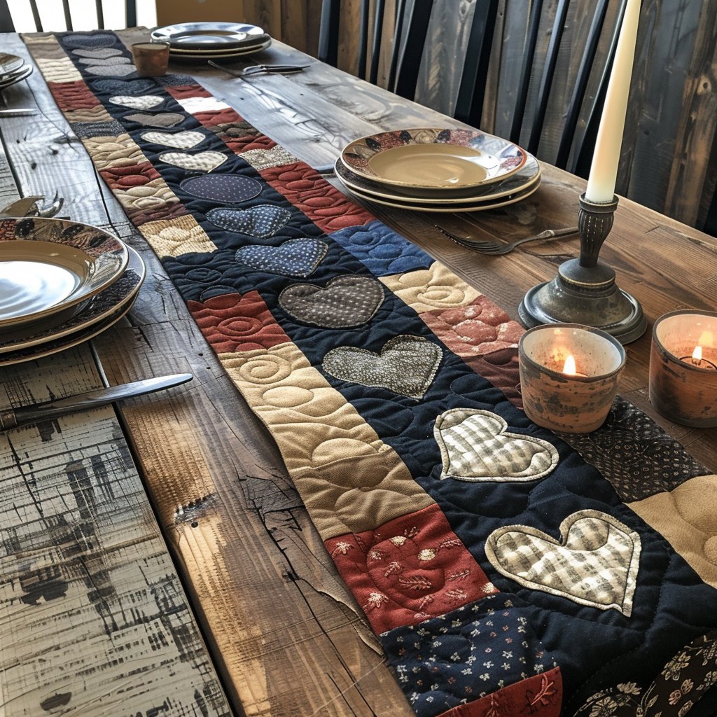 Rustic Heartbeat Table Runner