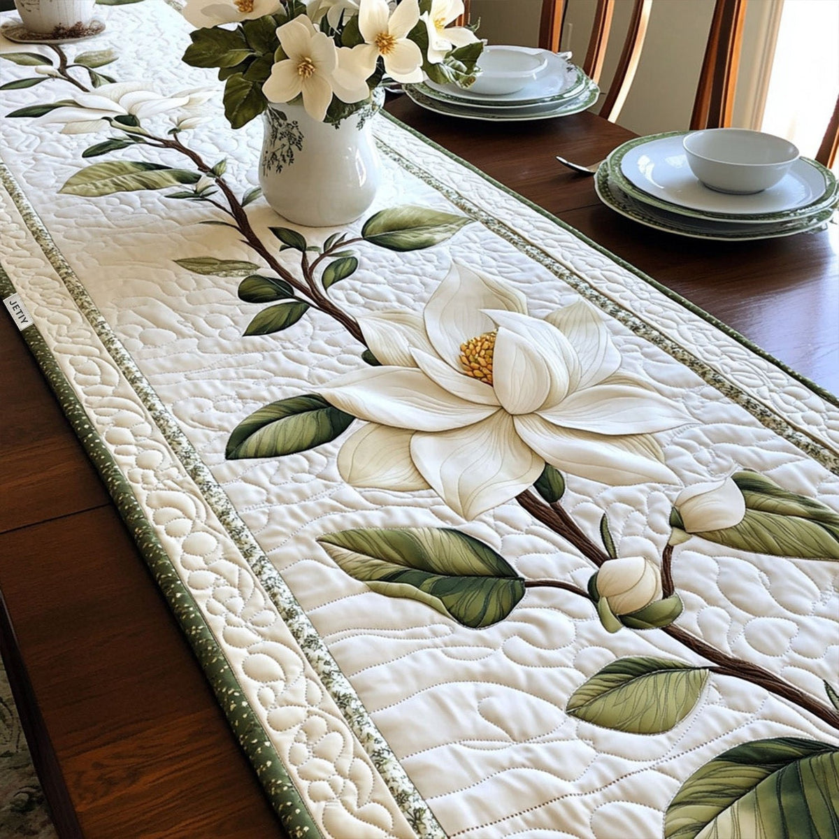 Rustic Magnolia Bloom Table Runner