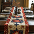 Patriotic Star Blocks on Cream Table Runner