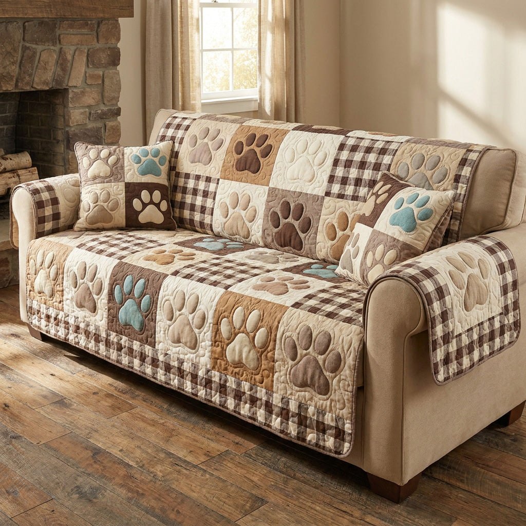 Rustic Pawprint Sofa Cover