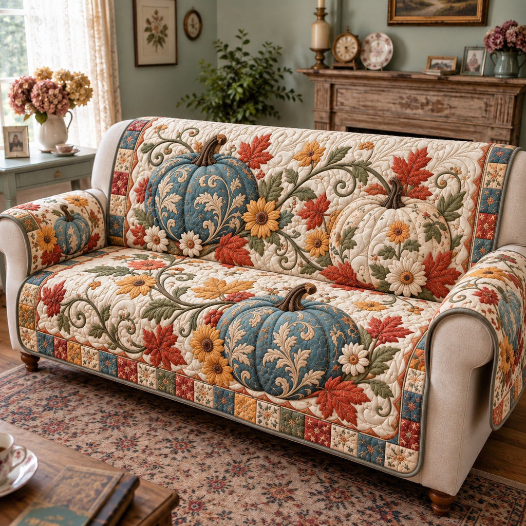 Rustic Pumpkin Patchwork Sofa Cover