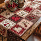 Rustic Red Garden Heart Table Runner
