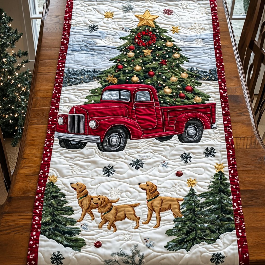 Rustic Red Truck Cheer Table Runner