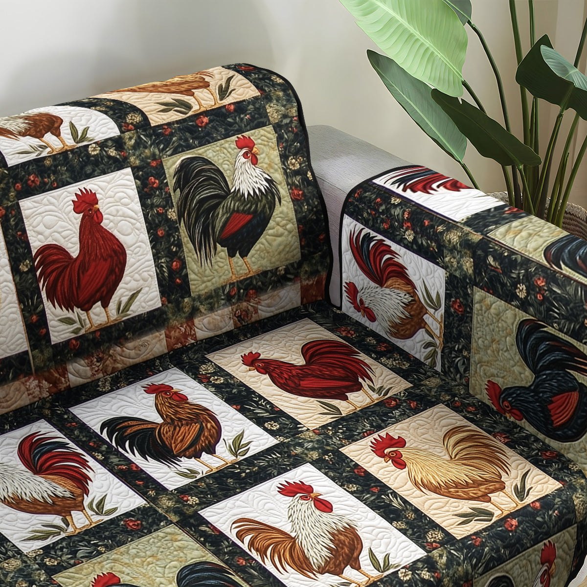 Rustic Rooster Sofa Cover
