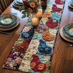 Rooster Blocks in Warm Patchwork Table Runner